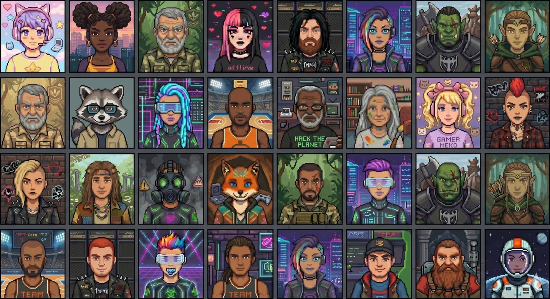 A grid of player avatars